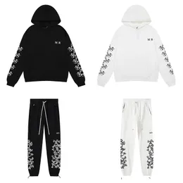 Small new fashion arm skull cross printed high quality pure cotton circle hoodie hoodie men and women hooded pants suitS-XL