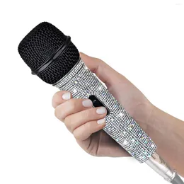 Microphones Dynamic Metal Handheld Microphone Rhinestone Blink Decorated For Singing With 9.85 Ft XLR Cable HKD01STAR