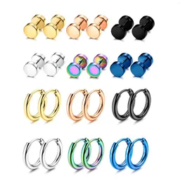 Stud Earrings 2-12Pairs 18/16G Hypoallergenic Stainless Steel Huggie Hoop Cartilage Sleeper Dot Fake Gauge Set For Men Women