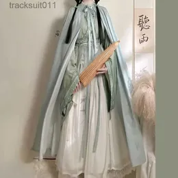 여자 케이프 한피 드레스 여성 고대 중국 노래 왕조 한피 시안 세트 여성 코스프레 의상 한 푸 클로크 +3pcs 세트 파티 드레스 +xl l230920