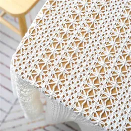 Fowecelt Hollow Out Macame Table Runner Modern Boho White Wedding Dining Decoration Esthetic Room Decor Home Textile 210709300i