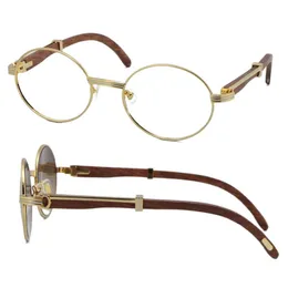 Szklanki całego drewna Ramki 7550178 Okrągłe metalowe okulary okulary żeńskie kobiety srebrna złota rama c dekoracja okulary 215s