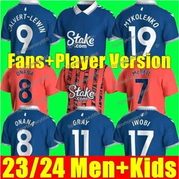 2023 2024 Everton Soccer Jerseys James Richarlison Keane Davies Digne Mundlis Zestawy dla dorosłych dzieci ustawiają skarpetki pełne zestawy S-2xl 23 24 koszulka piłkarska