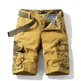 Shorts masculinos verão multi bolso workwear casual meninos moda puro algodão confortável capris solto versátil calças retas