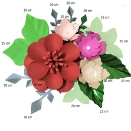 Fiori decorativi fatti a mano Mix Colore Rosa Carta fai da te Foglie verdi Set per la decorazione della parete della scuola materna Camera dei ragazzi Tutorial video sullo sfondo della doccia per bambini