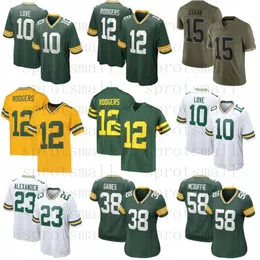 Custom Men Men Młodzież Młodzież miłość Jaire Alexander Football Jersey David Bakhtiari Aaron Rodgers Jones Darnell Savage Christian Watson Dillon Romeo Doubs Innis Gaines