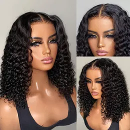 Short Curly Human Hair Wigs 13x4 Deep Wave Bob Wig Lace Front Wig Brazilian Glueless Synthetic Wig For Women