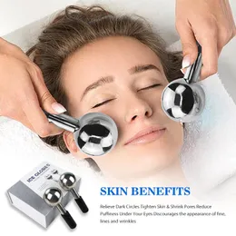 Ice Globes Facial Skin Care Tools for Women Eyes Face Puffiness Stainless Steel Face Beauty Cryo Sticks Cooling Spa Globes Cold Roller Anti-aging Beauty Gift