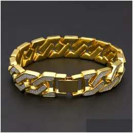 Łańcuch hip -hop męskie mrożone bransoletki Bling Crystal Diamond Gold Gold Sier Cuban Link Wrap Banser For Women Rapper Hiphop Jewelry Drop Deli Dhvif