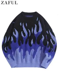 Maglioni da uomo Maglione da uomo Fuoco Fiamma Grafica Y2K Streetwear Pullover in maglia maniche lunghe Autunno Inverno Caldo maglione masculino 230919