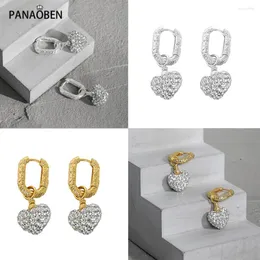 Dangle Küpeler Panaoben 925 Kadınlar İçin Gümüş 2023 Klasik Big Heart Luxury Drop Küpe Pentien Piercing Moda Takı