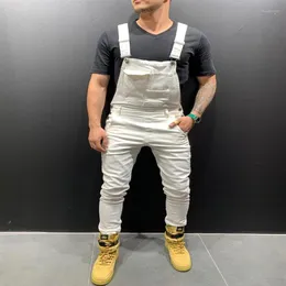 Men's Jeans Fashionable Men Suspenders Denim Trousers Europe America Torn Overalls 6 Colors High Waist Buttom Casual Loose Hi291e