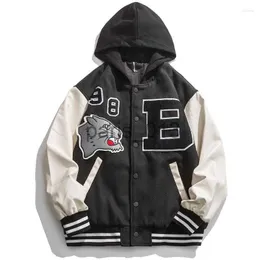 Kurtki męskie kurtki męskie Hip Hop Baseball Jacket Men Streetwear Lopard List B Haft haft z kapturem Varsity College Retro Japan Fashion Coat x0920