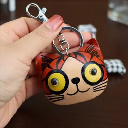 Top Layer Cowhide Kitten Car Keychain Mini Cat Pendant Creative Small Gift Backpack Book Bag Pendant