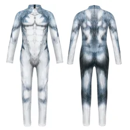 Catsuit Costumes Kids Boys Girls Cosplay Costume Zentai Jumpsuit Outfit Hobnob Party Role Play Dress Up Bodysuit Wolf Skin Print Sexy Jumpsuits