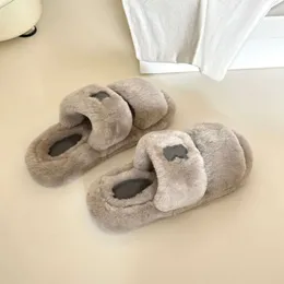 Shearling Triomphe Slides Designer Wool Slippers Classic Leather Slip-on Shoes Fall Winter Comfort Gummi Sandal No482