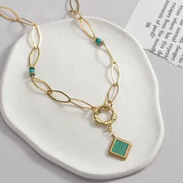 Vintage rostfritt stål geometri hängen halsband smycken krage kedja kvinnor kreativa smycken