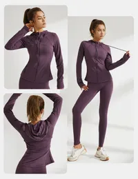 LL-05 Женская йога наряд с капюшоном Fiess Fiess Wear Sportswear Внешние стройные куртки на открытом воздухе для взрослых толстовок.