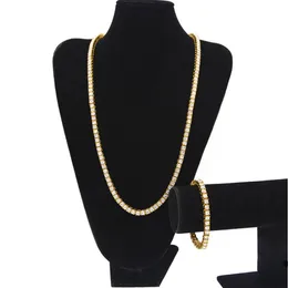 Conjuntos de jóias de hip hop gelado para fora correntes masculino 1 linha bling branco preto strass tênis longos colares pulseira for289v