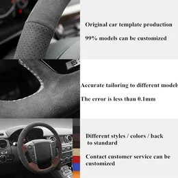 Car Steering Wheel Cover Hand-stitched Black Genuine Leather Suede For BMW E46 325i E39 E53 X5283O