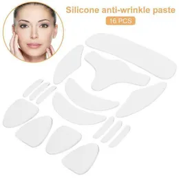Masażer twarzy 1pc16pcs wielokrotne użycie silikonowe łatki anty -rimpel podkładki silikonowe usuwanie zmarszczek naklejka do czoła szyi naklejka skóry 230919