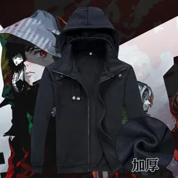 Tokyo Ghoul Cosplay Ken Kaneki Costume Unisex Green Black Hoodie Coat Jacket Tjock varm Cardigan Hooded Sweatshirt 1 Transaktioner274T