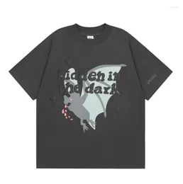 Camisetas para hombre Camisetas de algodón de espuma con bordado roto de verano Camisetas de manga corta unisex HipHop de gran tamaño