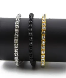 Glacé 1 rangée 5mm strass Bracelet hommes Style Hip Hop clair simulé diamant 789 pouces Bracelets de Tennis Bling Bling8214754