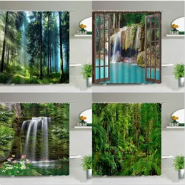 Forest Snow Mountain Shower Curtain for Bathroom with Hooks Waterproof  Decor