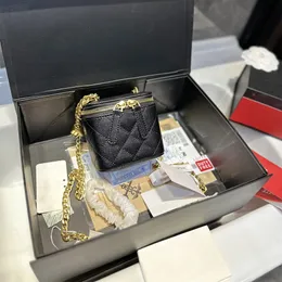 Hochwertige Damen Umhängetaschen Handtaschen Designer Luxus Mini Tragbare Box Kosmetik Lippenstift Tasche Schaffell Schwarz Mode Kleine Geldbörsen Goldene Kugel Kettentasche