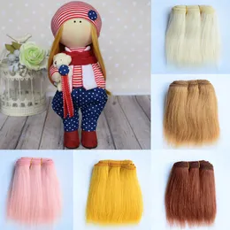 Doll Bodies Parts Wool Hair Extensions 18cm Khaki Pink Black Straight Wool Hair Pieces for All Dolls DIY Wigs Hair Wefts Doll Accessories 230920