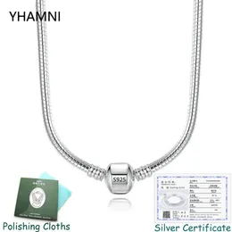 Have Certificate 100% Real 925 Solid Silver 3mm Snake Bone Charms Necklace Original Charm Chain Necklace for Women 45 50 55 60CM2491