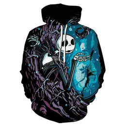 Herrtröjor tröjor ny film Jack och Sally unisex långärmad huvtröja kvinnor män hoodie mardröm före jul harajuku 377