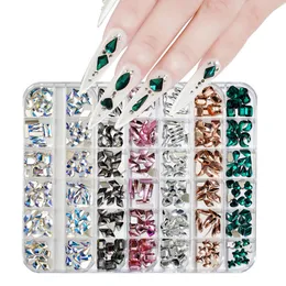Украшения для дизайна ногтей 12GirdBox Смешанная форма Стразы для ногтей 3D ABGold fix Flatback Crystal Diamond Gem DIY Блестящий камень для украшения ногтей BP # 4 230919