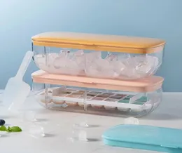 Press Type Ice Maker Silicone Ice Cube Tray Making Mold Creative Storage Box Lid Trays Bar Kitchen Square Cubic Container Box 22063150791