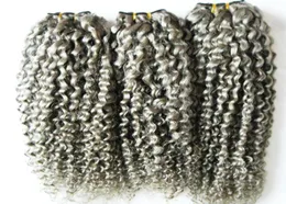 Grey Brazilian kinky curly Hair Weave Bundles 100 Human Hair Bundles 3pcs Natural Non Remy Hair Extensions 3 Bundles Can Buy1585460