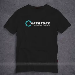 Homens camisetas Portal 2 Aperture Laboratories Mens T-shirt Video Game Fan Roupas Camisa 100% Algodão Manga Curta Camiseta S-5XL 230920