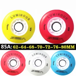 Patins em linha 4 peças originais Seba Luminous LED Skate Wheels 85A Roda de patinação em linha 62mm 64mm 68mm 70mm 72mm 76mm 80mm Roda de rolo brilhante 230919