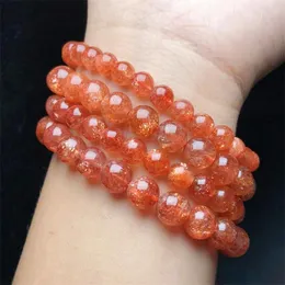 Strand Natural Golden Strawberry Quartz Bracelet Crystal Bracelets Stretch Polychrome Gemstone Birthday Present 1PCS