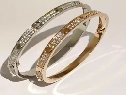 Love Bangles Titanium Steel Luxury with full two Row CZ Stone Carter Bracelet for Women Men Lover Bracelets with Gift Box H113159263