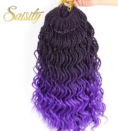 Lans 14 pouces sénégalais Crochet cheveux violet Ombre tressage cheveux vague extrémités synthétique nouveau style mince Crochet tresses Jumbo Bund2234335