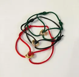 Designer-Schmuck Damen-Armband, rote Handschlaufe, Edelstahl, drei Ringe, Armbänder, Halsketten, Schmuck, Anzüge, Mode, Bijoux4611020