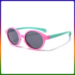 Flexible polarisierte Kinder-Sonnenbrille, rund, bunt, für Kinder, Babys, Kleinkinder, Sicherheitsbrille, Silikon, weicher Rahmen für Mädchen227s