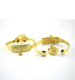 S New Fashion 9 K Solid Fine Yellow Gold GF Baby Bracelet Letter Mygirl Bangles with Chain Ring Daughter Gelberry4839714