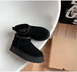 Ultra Mini Platform Boot Designer Vrouw Winter Enkel Australië Snowboots Dikke bodem Echt leer Warme pluizige laarsjes met bont maat 35-42 4RE3