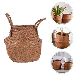 Storage Bags Hand Woven Basket Seagrass Belly With Handles