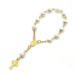 Link Bracelets Faux Pearls Bracelet For Christening Religious Weddings Party
