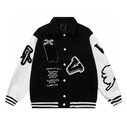 Mensjackor FW23 MENS DESIGNER LÄDER BASEBALL JACKA Fashion Varsity Bomber Jackets Casual Creme White Bunny Varsity Letterman College Jacket Men Ytterkläder Coa