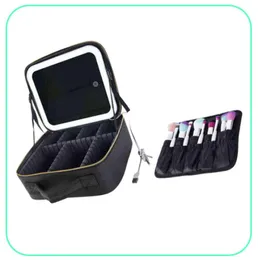 NXY cosmetic bags New travel makeup bag cases eva vanity case with led 3 lights mirror 2201188908400