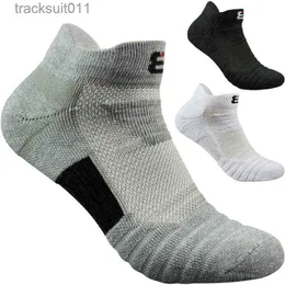 Men's Socks 3 pairs Large Size Sport Ankle Socks Thick Terry Cotton Breathable Black White Low Cut Outdoor Running No Show Travel Socks Womens Mens Y1209 L230919